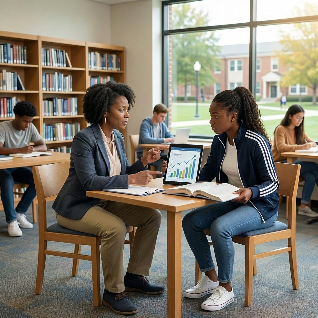 Illustration titled Academic Development featuring text for Critical Thinking, Research, Collaboration, and Achievement.